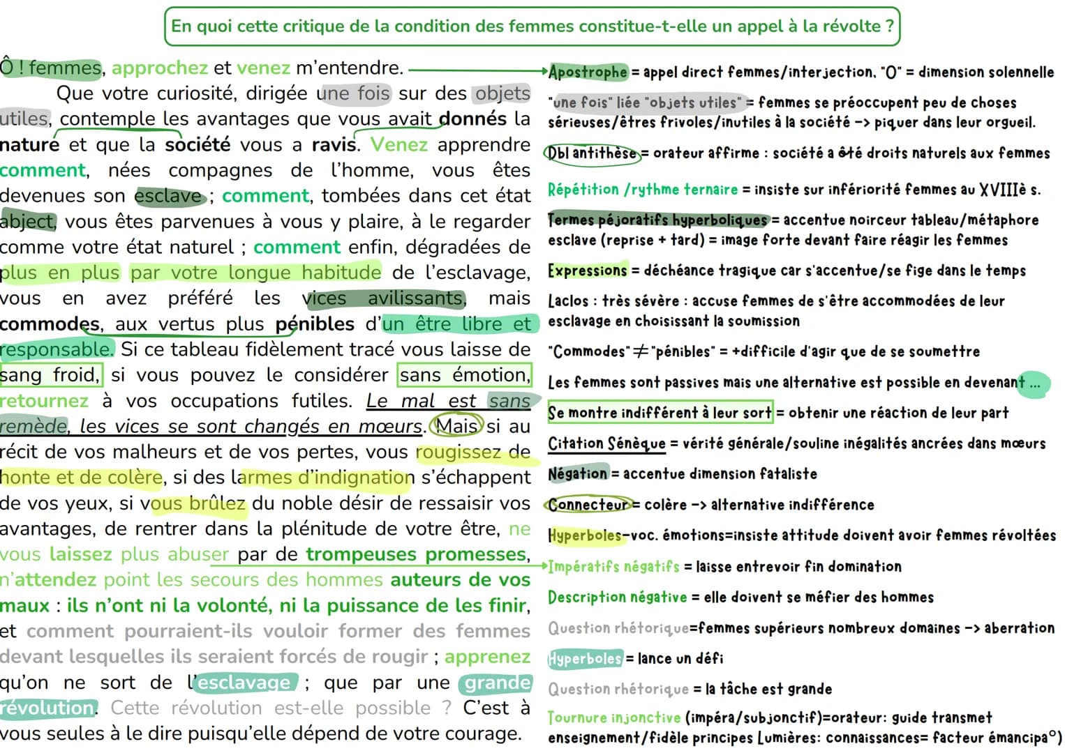 En quoi cette critique de la condition des femmes constitue-t-elle un appel à la révolte ?
Ô! femmes, approchez et venez m'entendre..
Que vo