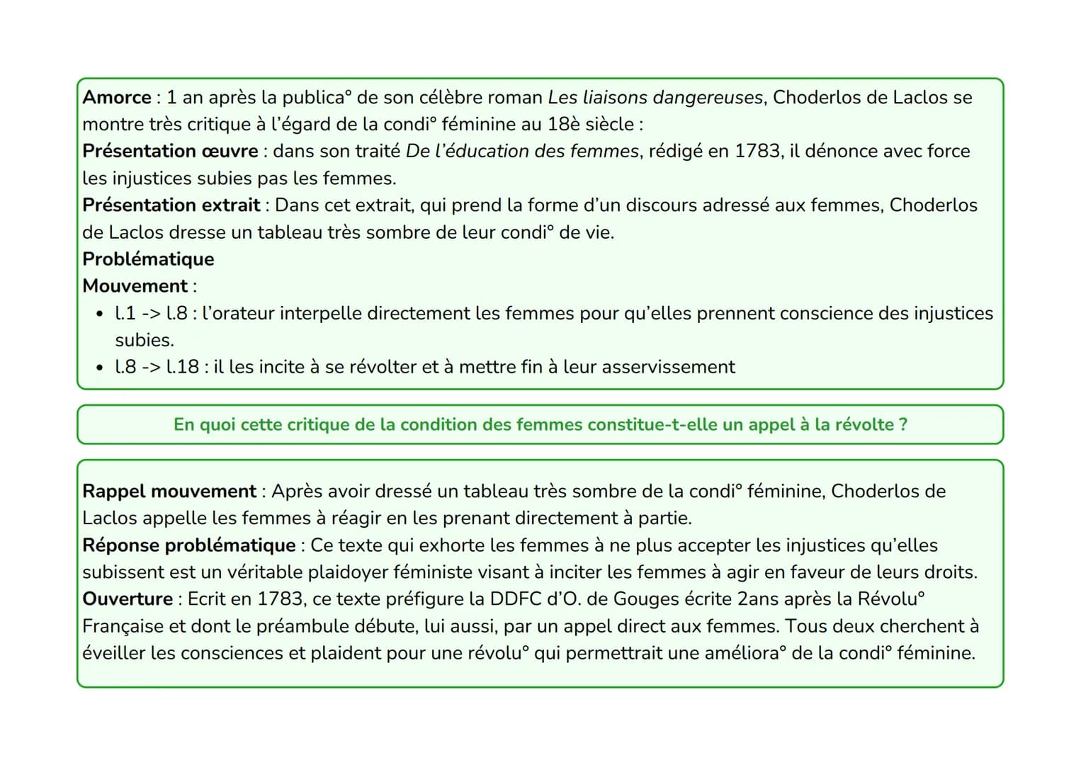 En quoi cette critique de la condition des femmes constitue-t-elle un appel à la révolte ?
Ô! femmes, approchez et venez m'entendre..
Que vo