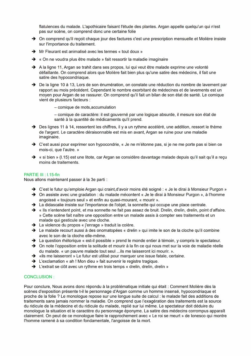 Lecture Linéaire, texte 1, Malade Imaginaire
LECTURE:
Bonjour, je vais vous présenter la lecture linéaire du texte de Molière, extrait de l'