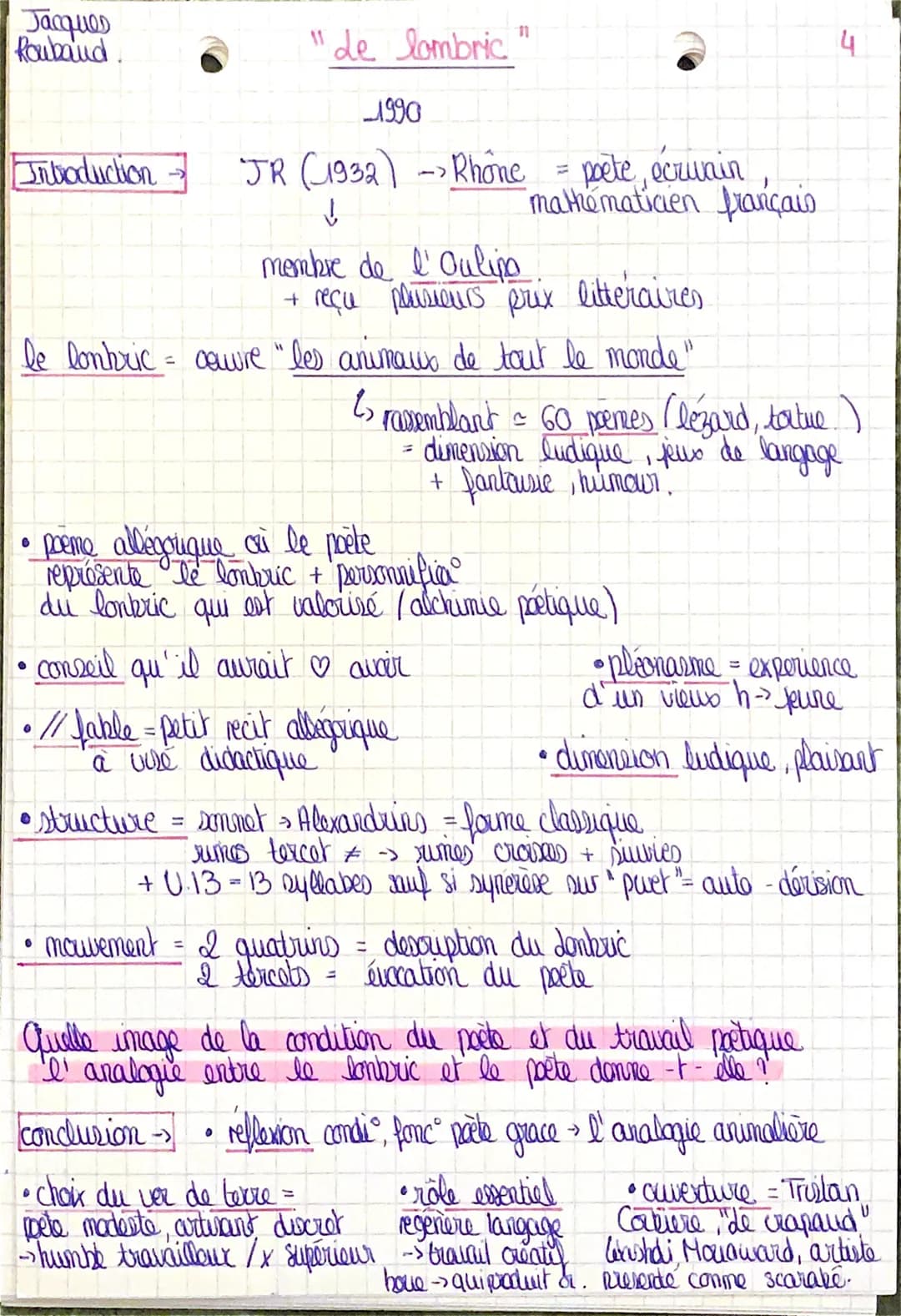 Jacques
Rouband.
Introduction
"de lombric
membre de l'Oulipo
+ reçu plusieurs prix litteraires
le lonbric = caure "les animaux de tout le mo