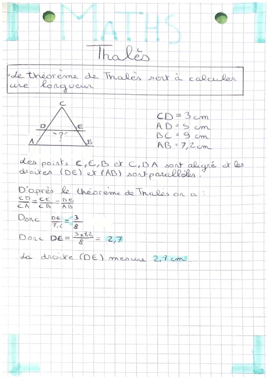 Théorème de Thales et sa réciproque 