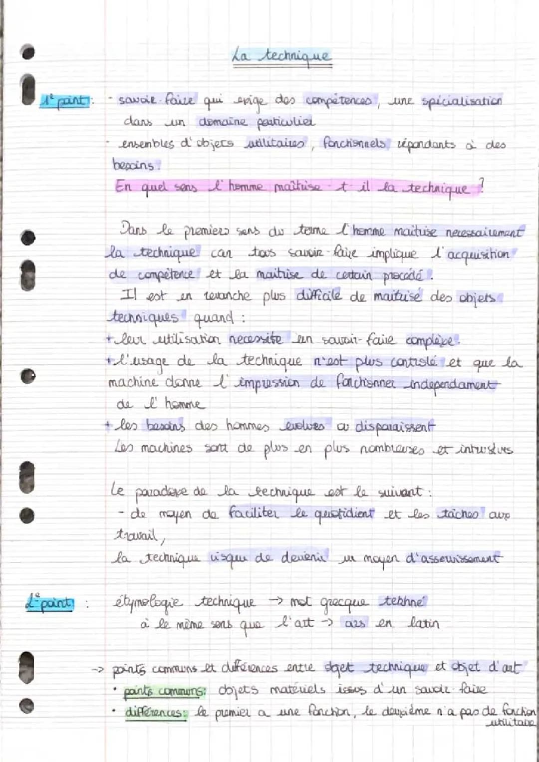 Cours de Philosophie - La Technique Terminale STMG PDF