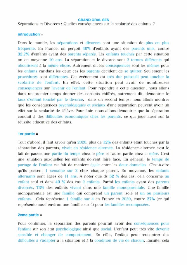 Know grand oral : Séparations et Divorces : Quelles conséquences sur la scolarité des enfants ? thumbnail