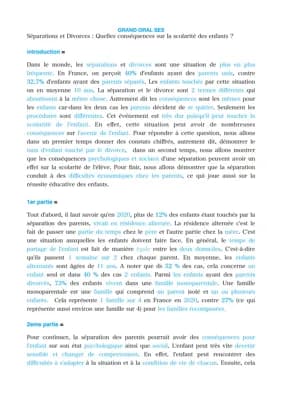 Know grand oral : Séparations et Divorces : Quelles conséquences sur la scolarité des enfants ? thumbnail