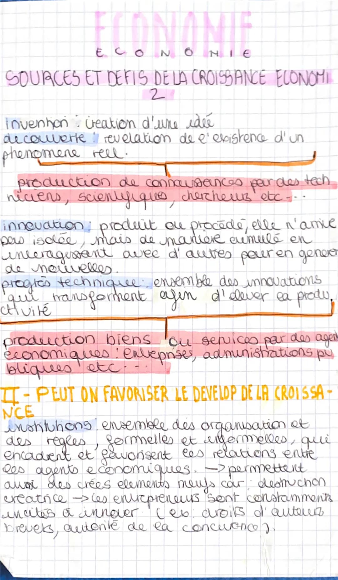 ECONOMIE

SOURCES ETDEFIS DE LA CROISSANCE ECONOMIQUE
Croissance économique: augmentation
durable de ea production trans un
pays -> permet d