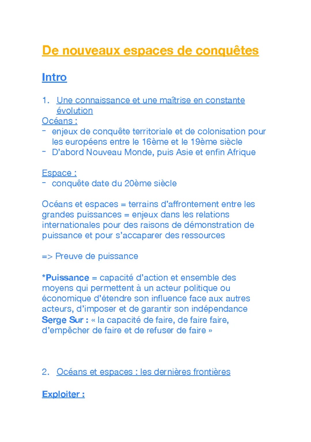 De nouveaux espaces de conquête en HGGSP : Cours, Fiches, et Quiz PDF