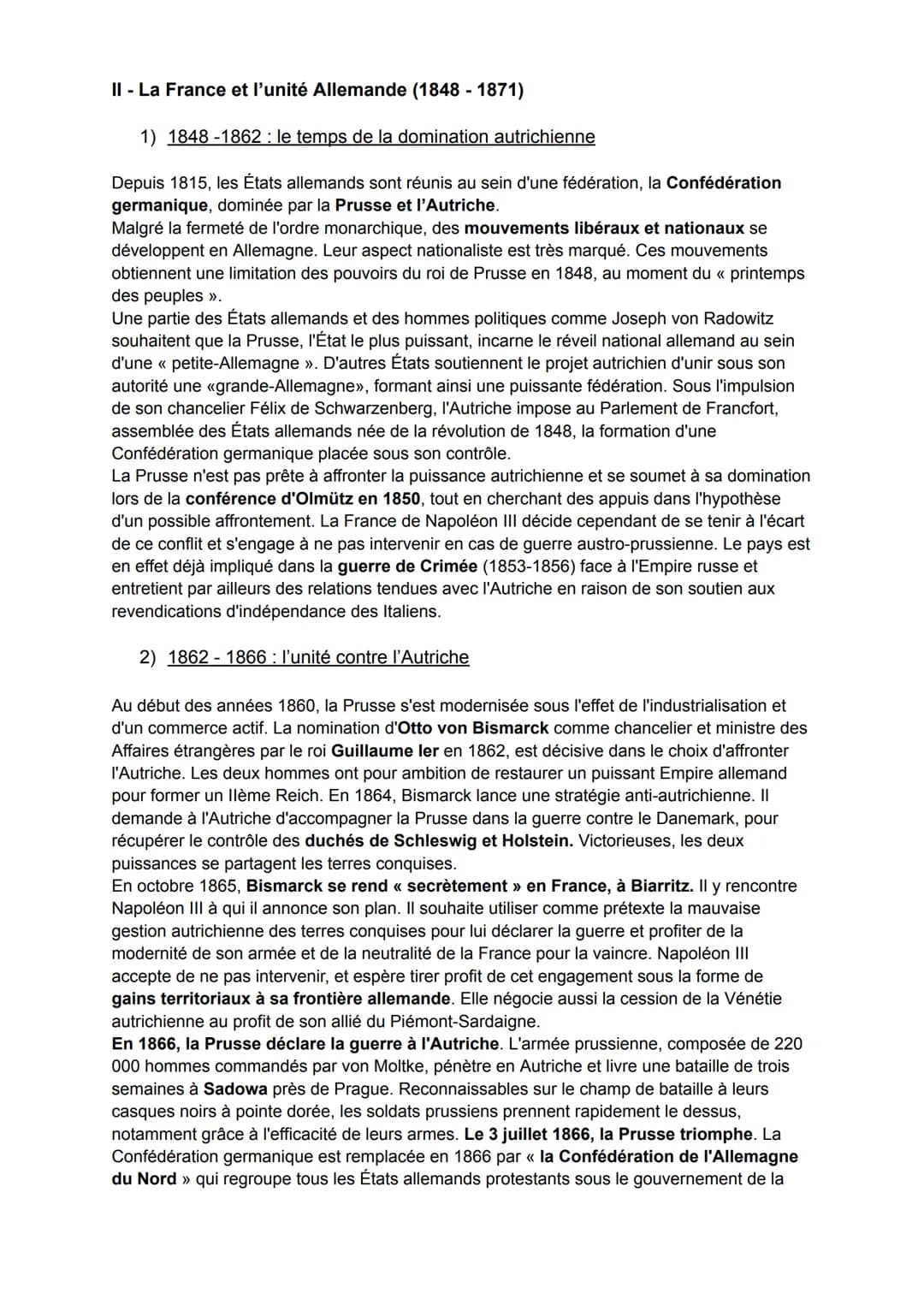 La France et la construction de nouveaux Etats
Entre 1848 et 1871, la France soutient la construction des unités italienne et allemande au
n