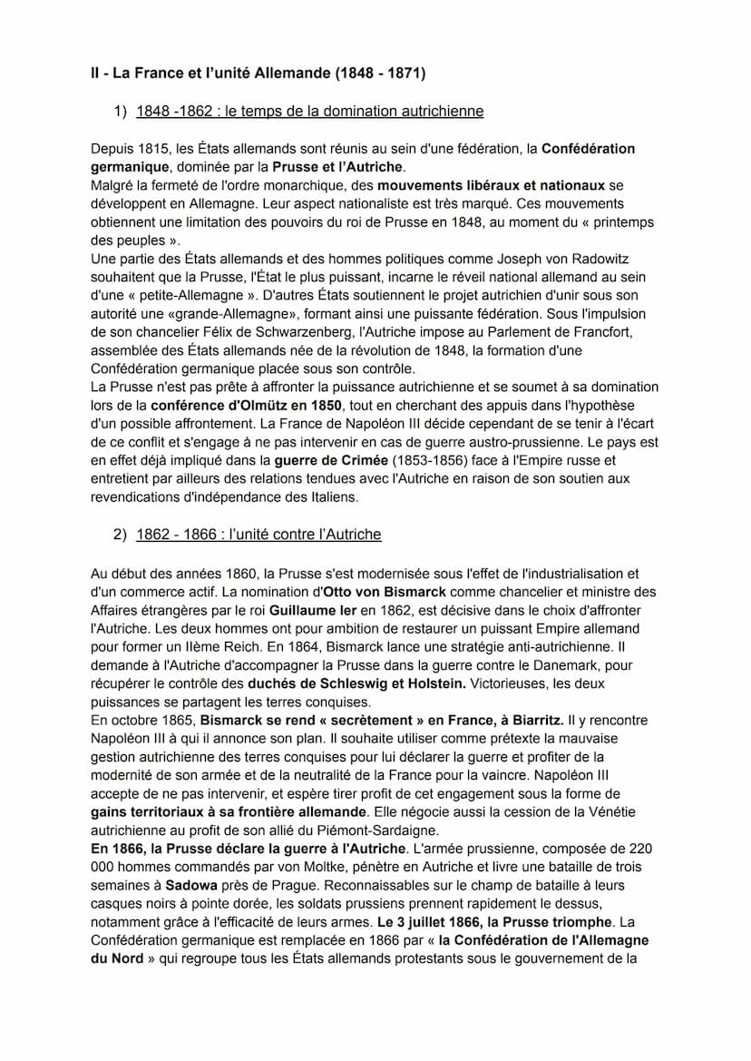 La France et la construction de nouveaux Etats
Entre 1848 et 1871, la France soutient la construction des unités italienne et allemande au
n