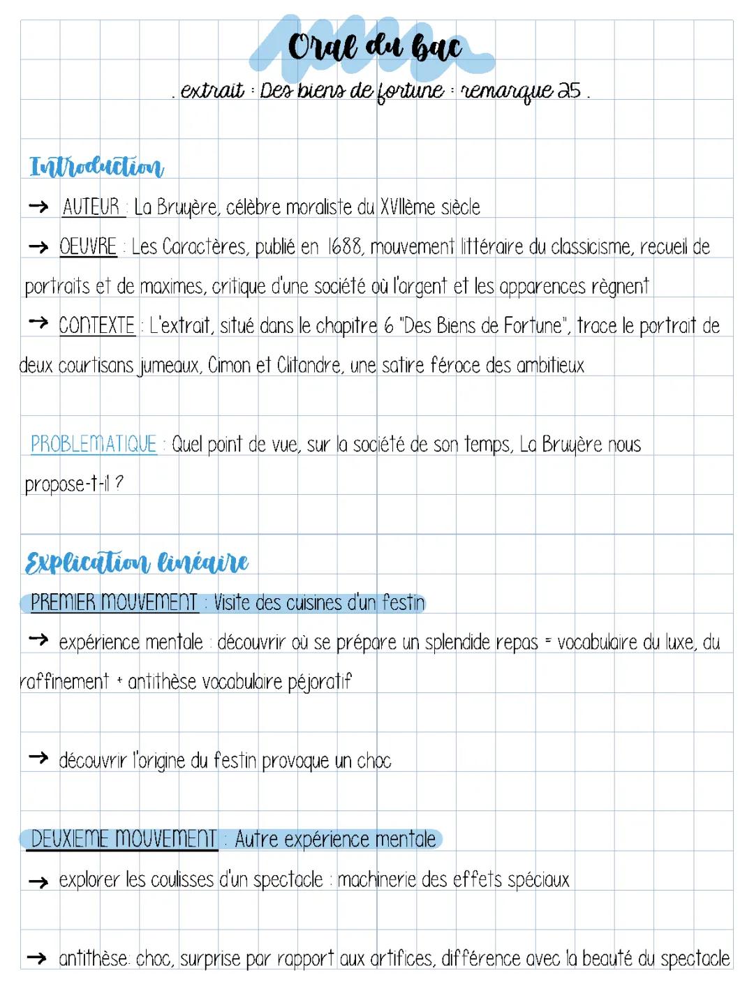 Remarque 25 : Des Biens de Fortune La Bruyère - Analyse Simple