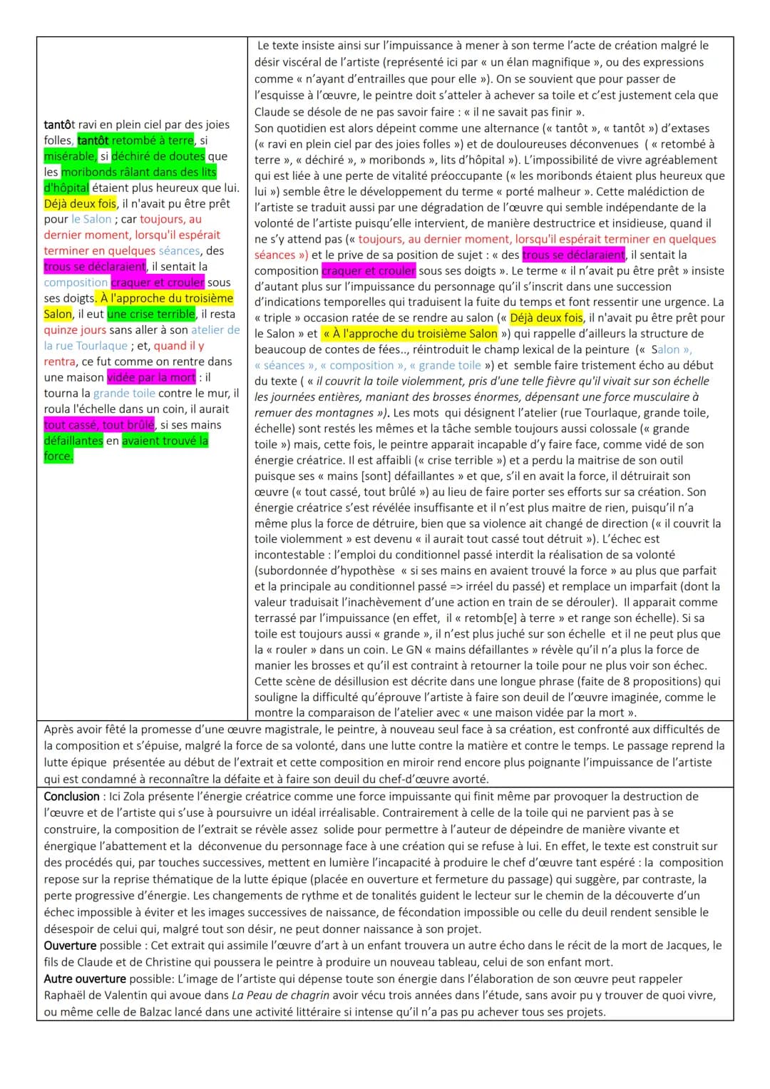 OE4. Honoré De Balzac, La Peau de chagrin,
LECTURE LINÉAIRE n° 20 - Emile Zola, L'œuvre correction : Une création énergivore
Introduction
L'