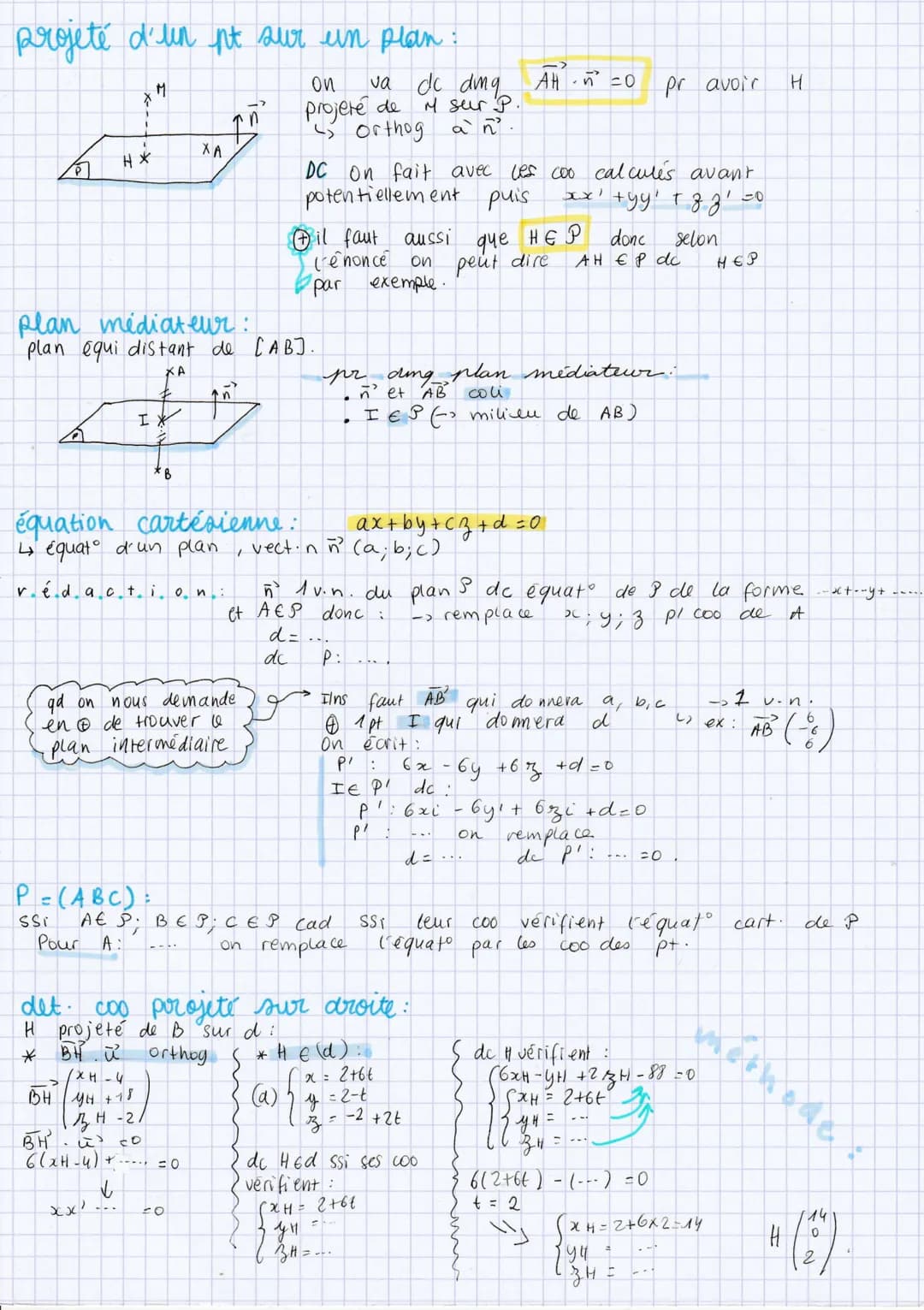 propriétés du pat scalaire:
DISTRIBUTIVITE:
2 droites.
formules nat scalaire
por un angle
B
A
€
F
maths orthogonalité
6) ū²³. (F²³+²) = ū²².