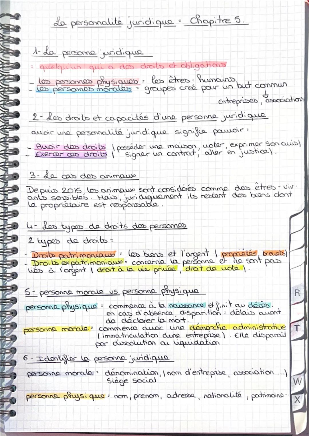 La personalité juridique = Chapitre 5.

1- La persome juridique

quelqu'un qui a des drats et obligations

les personnes physiques : les êtr