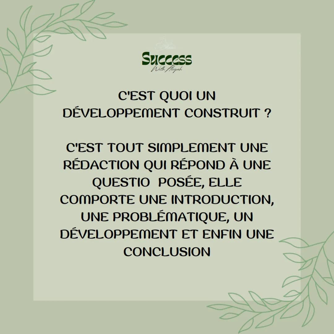 Success
With Aliyah
Le
Développement
construit
Breat Success
With Aleyah
C'EST QUOI UN
DÉVELOPPEMENT CONSTRUIT ?
C'EST TOUT SIMPLEMENT UNE
R