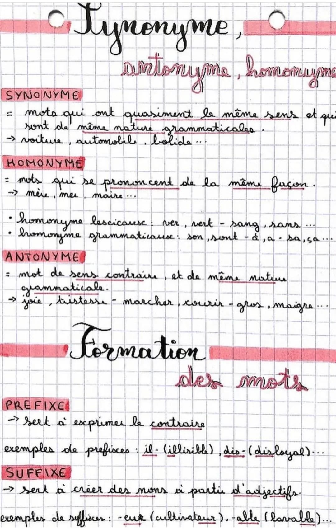 Français: Synonymes, Antonymes, Homonymes