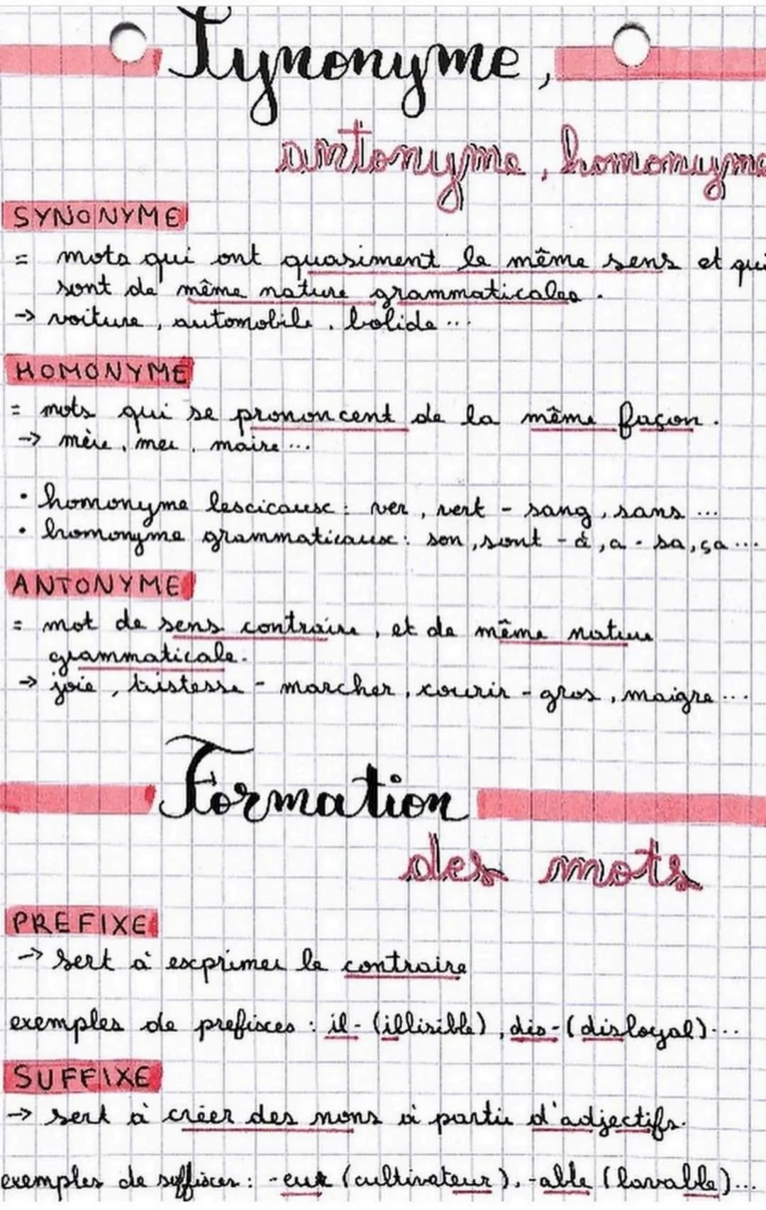 O
SYNONYME
que
= mots qui ont quasiment le même sens et
sont de même nature grammaticales
→ voiture, automobile, bolide
HOMONYME
= mots qui 