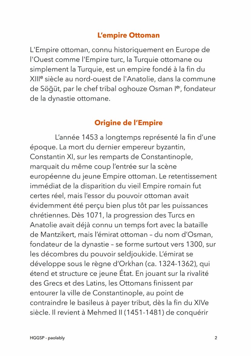 HGGSP
L'Empire Ottoman de
l'essor au déclin
HGGSP-paolably
@paolably
knowunity
1 L'empire Ottoman
L'Empire ottoman, connu historiquement en 