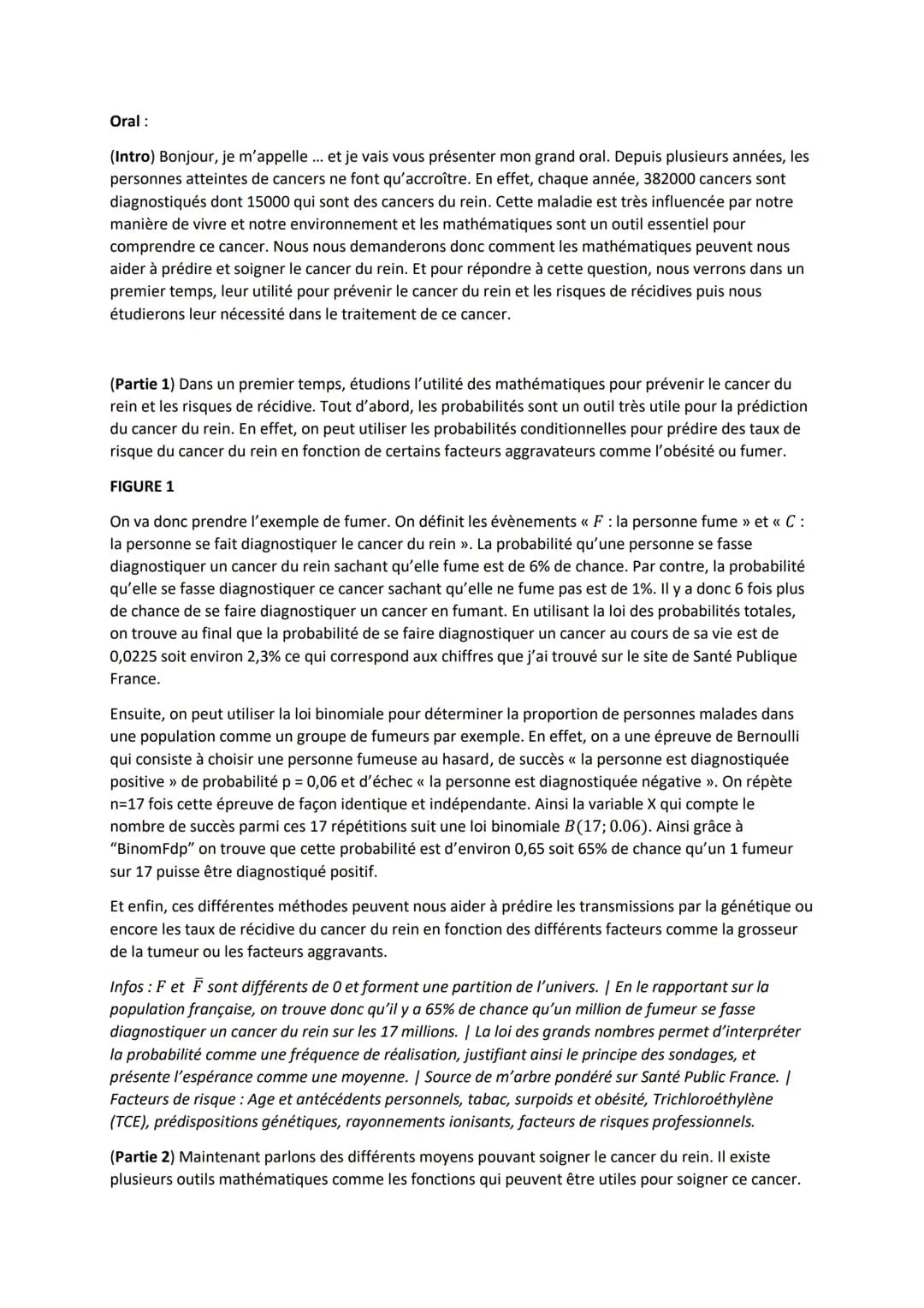 Comment les mathématiques peuvent nous aider à prédire et
soigner le cancer du rein ?
Documents jury :
DOCUMENT 1
Arbre pondéré :
F: << la p