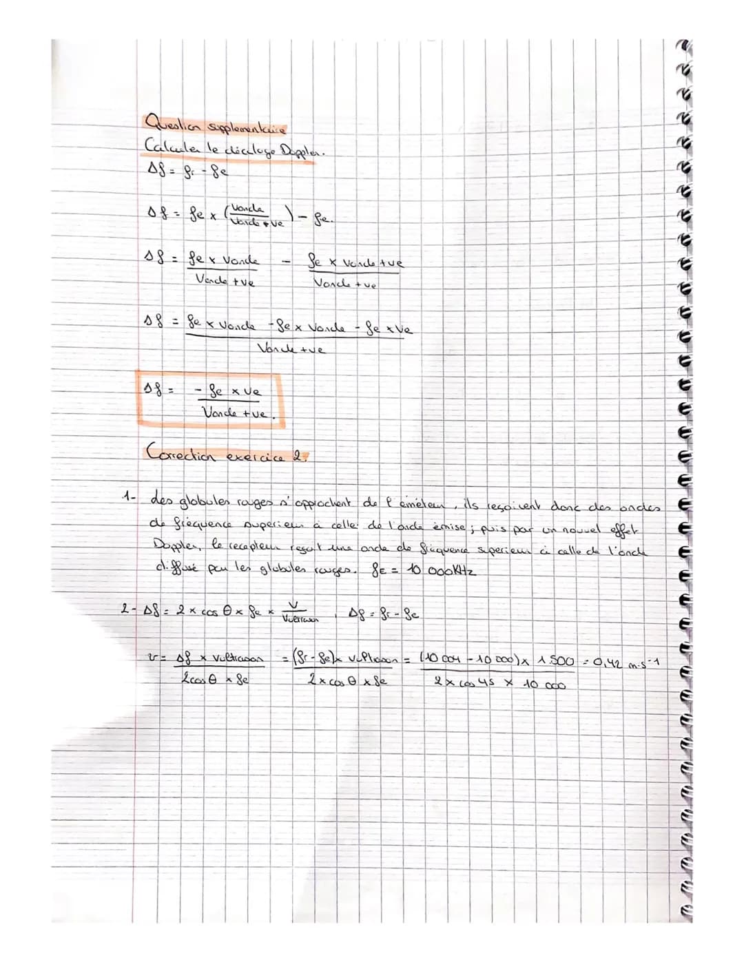 Exercices sur le chap.3 : Caractériser les phénomènes ondulatoires
Partie: Effet Doppler
Exercice n°1 : Détermination par effet Doppler de l