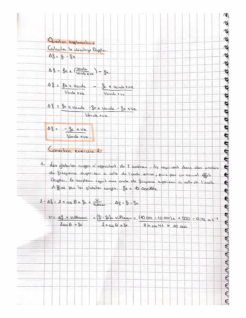 Exercices sur le chap.3 : Caractériser les phénomènes ondulatoires
Partie: Effet Doppler
Exercice n°1 : Détermination par effet Doppler de l