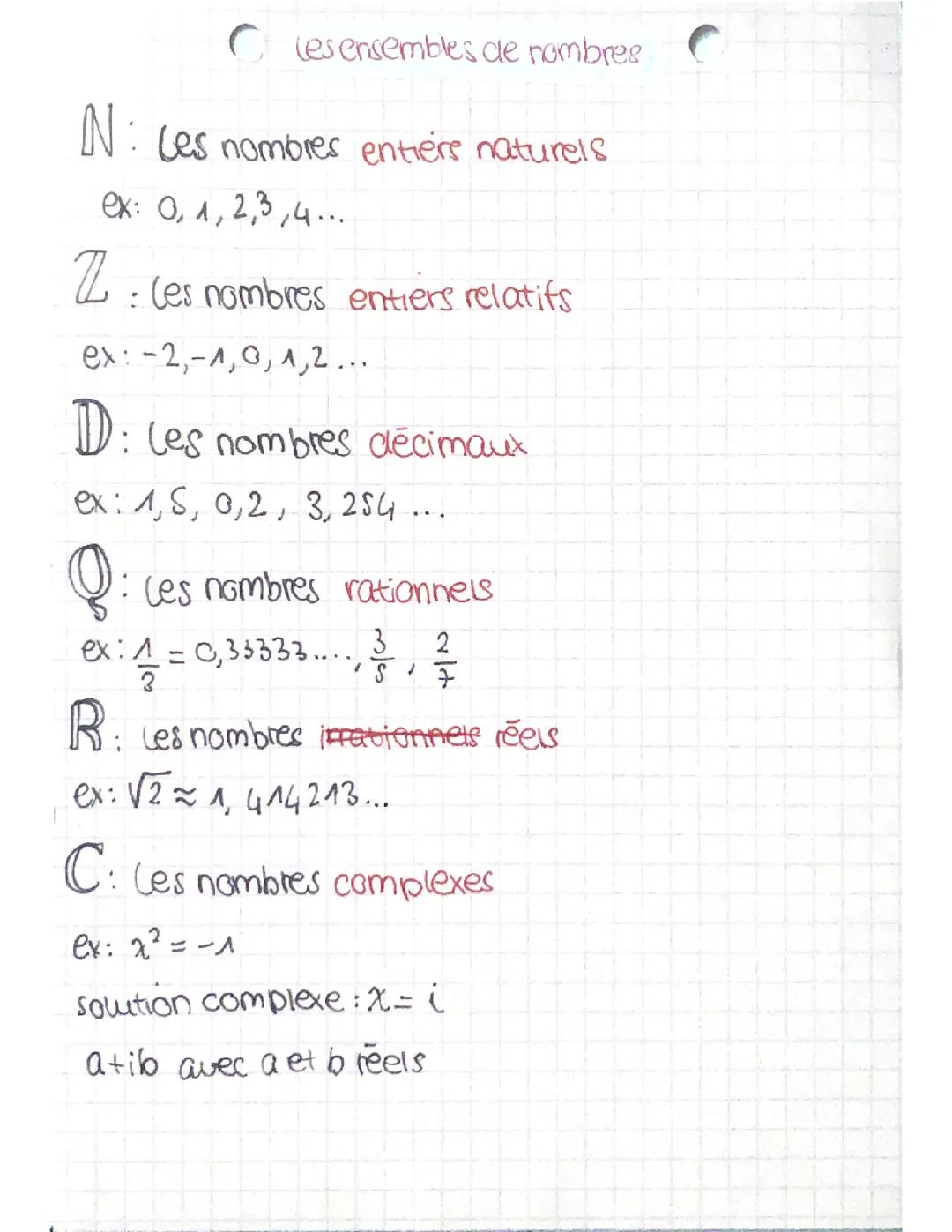 Les ensembles de nombres 