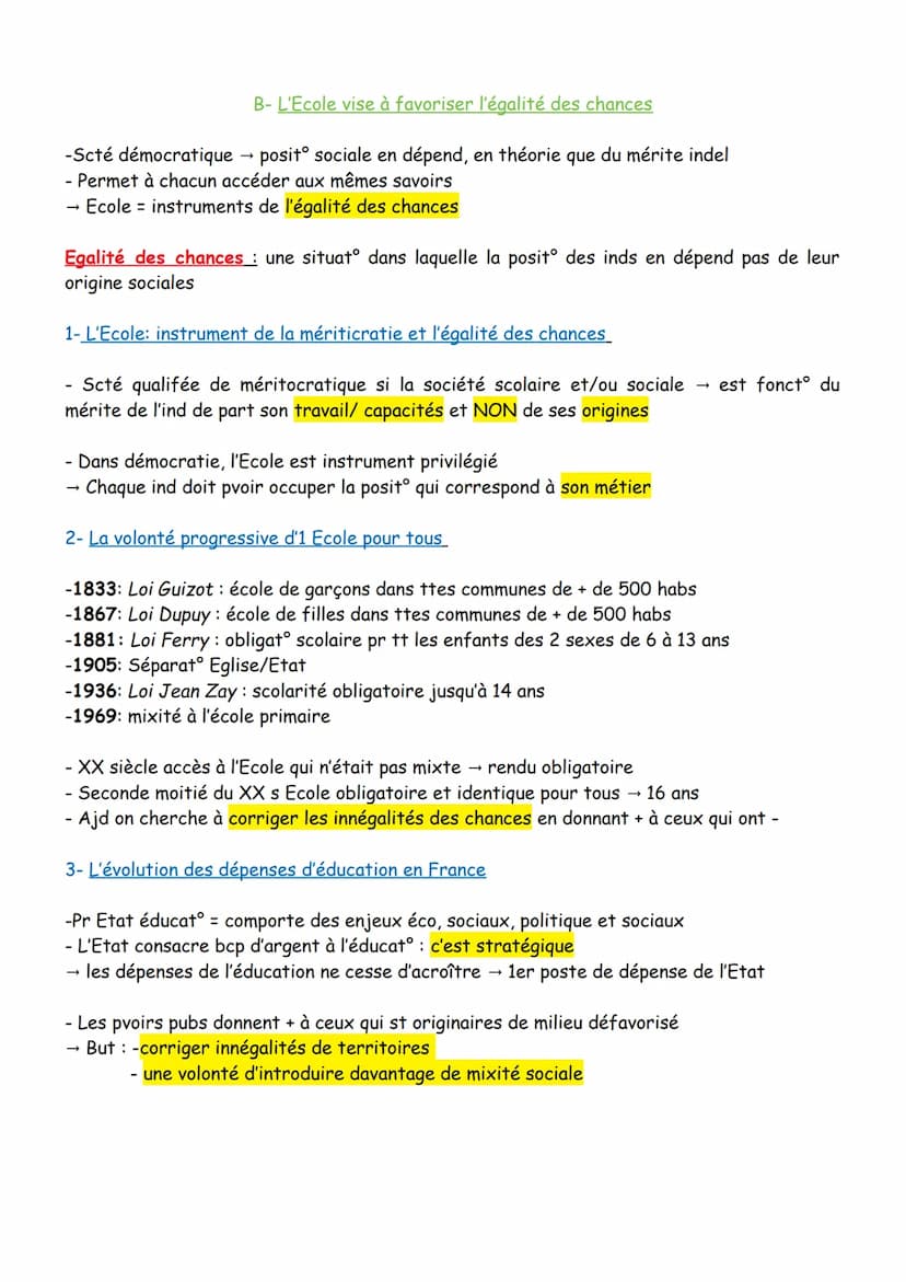 Chapitre 6:
Quel est le destin de l'Ecole sur les destins inds et sur l'évolution de la société
Ecole → une institution qui agit: -sur la so
