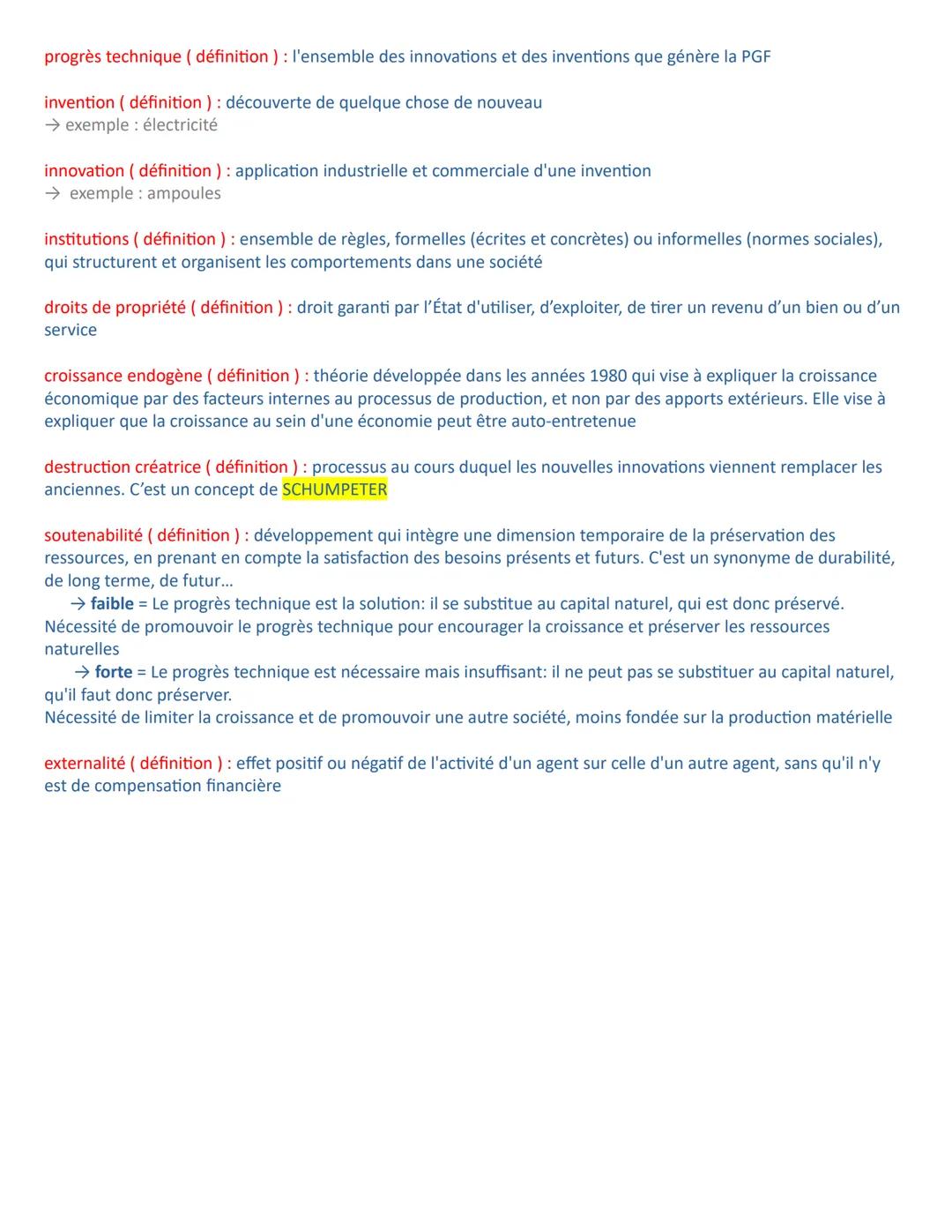 Chapitre 2 - Définitions
croissance économique (définition): augmentation de la production ( richesse matérielle et immatérielle) sur
une lo