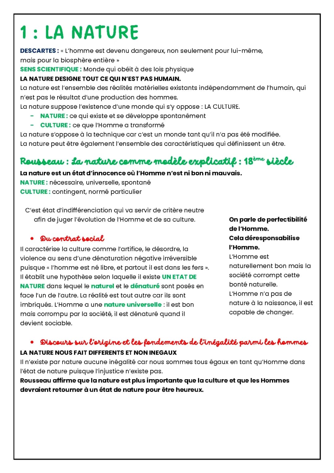 Texte de Rousseau sur la nature et l'état de nature - Facile et amusant