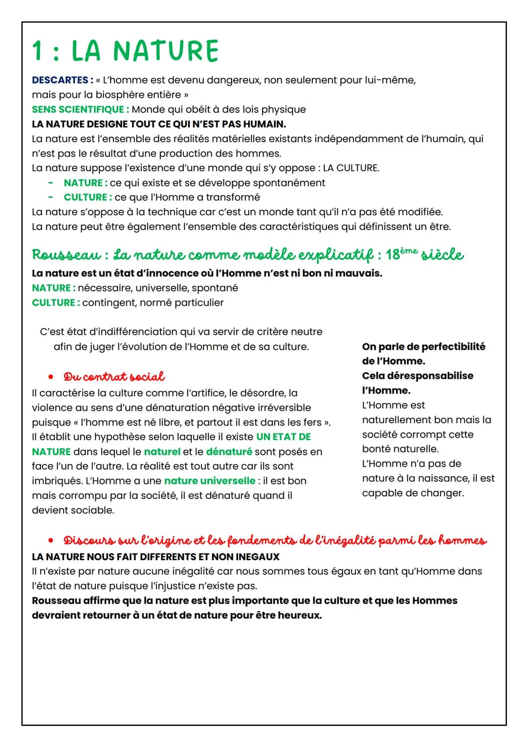1: LA NATURE
DESCARTES: << L'homme est devenu dangereux, non seulement pour lui-même,
mais pour la biosphère entière >>
SENS SCIENTIFIQUE: M