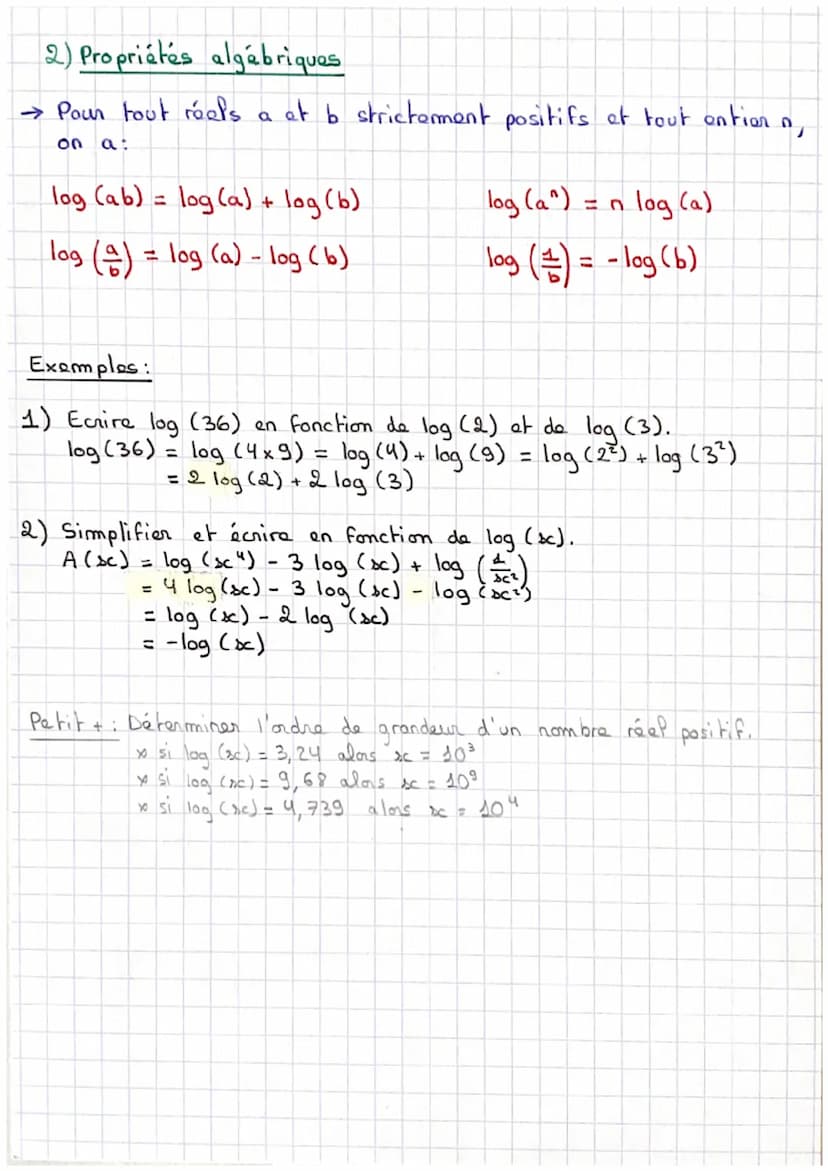 FONCTIONS LOGARITHME DECIMAL
→ L'équation 10th = b admet une unique solution dans IR que
I'on note log (b) ot appelée logarithme décimal de 