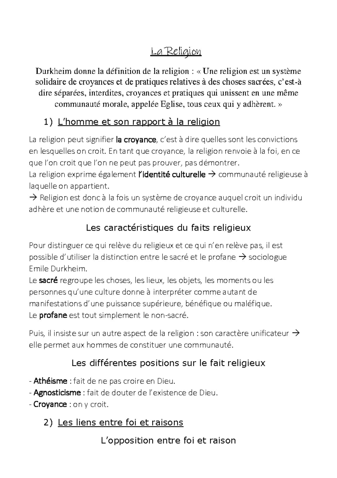 Définition de la Religion et Foi vs Raison : Explications Simples