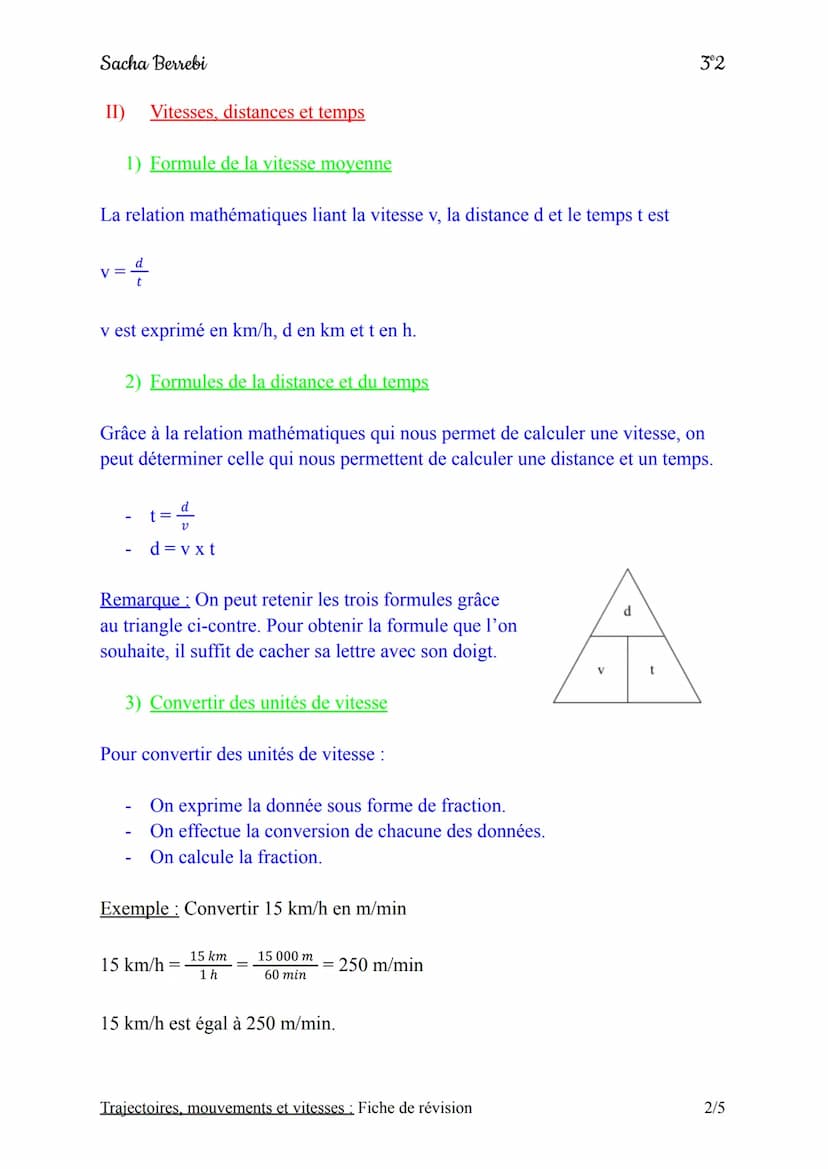 Sacha Berrebi
Chapitre n°2: Trajectoires, mouvements et vitesses
Fiche de révision
3
Définitions et vocabulaire du chapitre :
♡ Trajectoire: