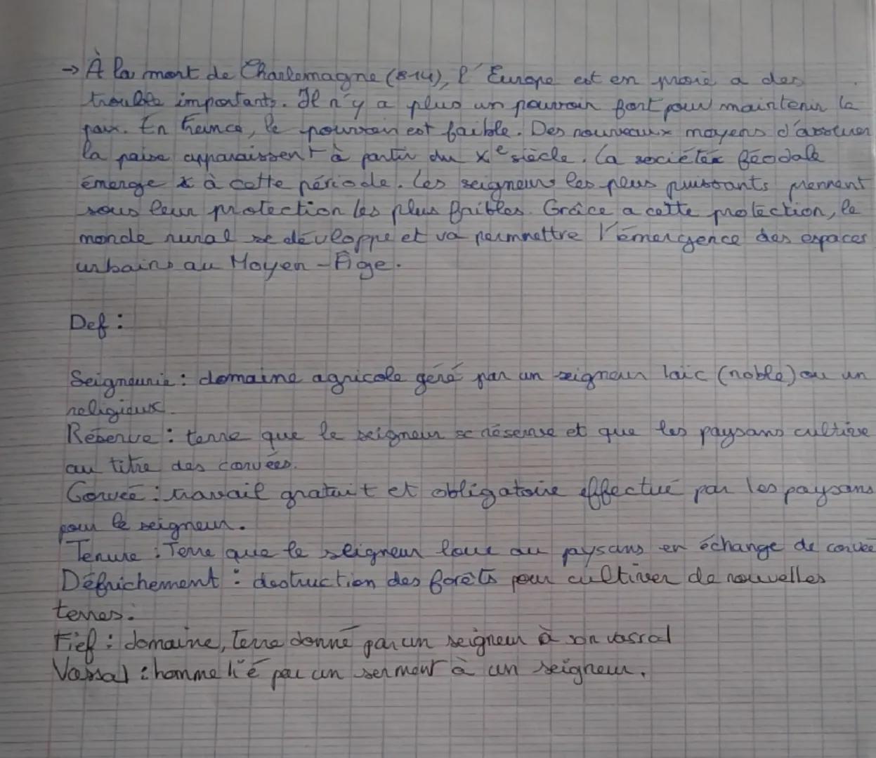 Société, Eglise et pouvoir politique
dans l'ectident médiéval (XI-X Vesiècle)
(Part 1)
Pb: Comnent s'organise le monde rural medieval? (Xle-