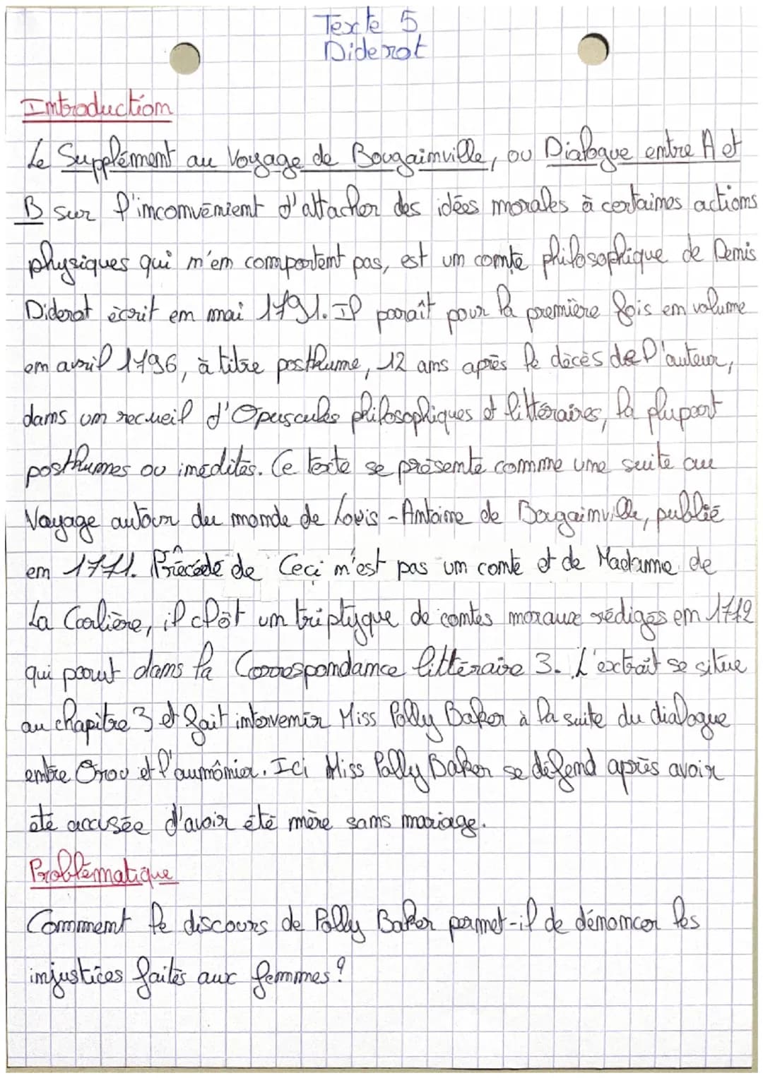 Introduction
Texte 5
Diderot
Le Supplément au Voyage de Bougainville,
00
Diaboque entre A et
B sur l'incomuenient d'attacher des idées moral