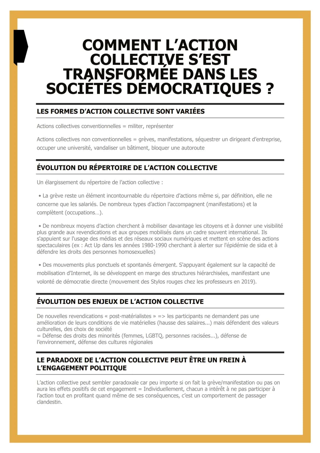 COMMENT L'ACTION
COLLECTIVE S'EST
TRANSFORMÉE DANS LES
SOCIÉTÉS DÉMOCRATIQUES ?
LES FORMES D'ACTION COLLECTIVE SONT VARIÉES
Actions collecti