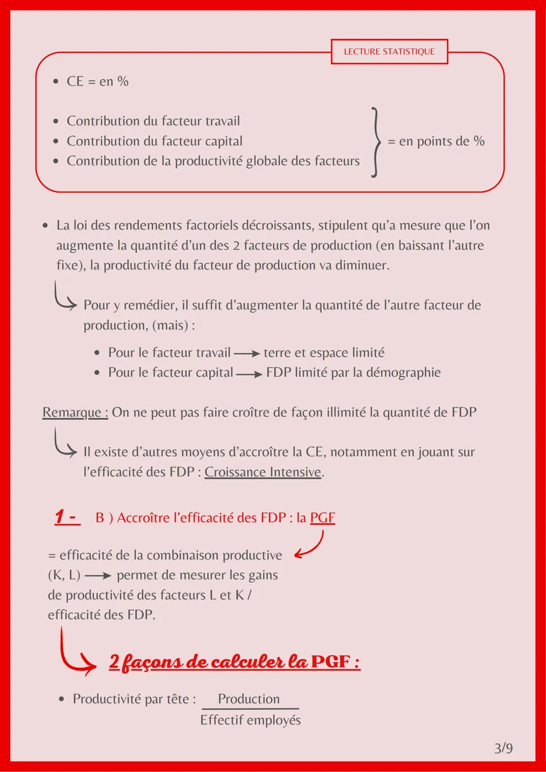 CROISSANCE ÉCONOMIQUE
= L'évolution sur le long therme, du volume de biens et services
produits sur un territoire
On mesure la croissance éc