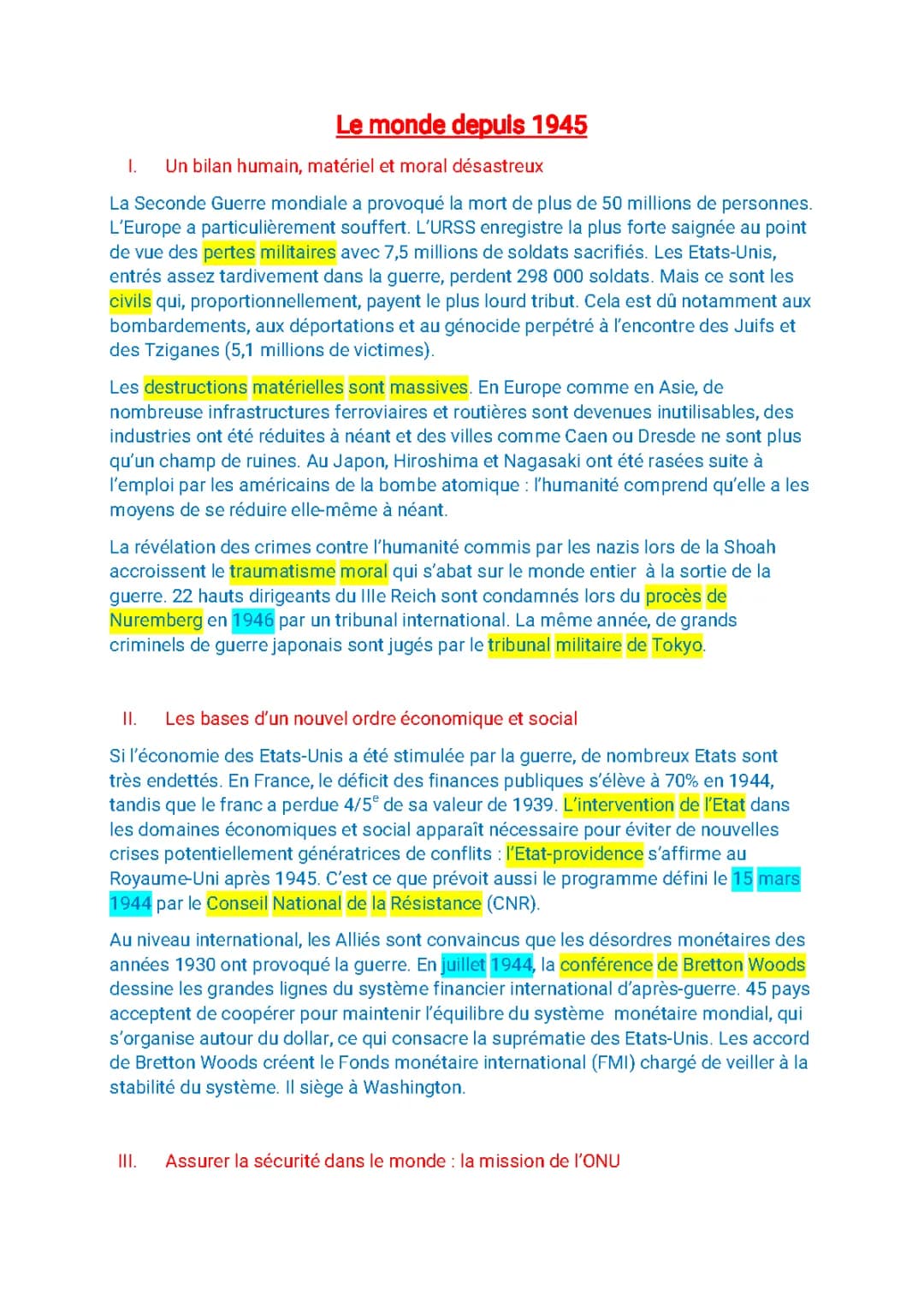 Les Conséquences de la Seconde Guerre Mondiale et la Création de l'ONU