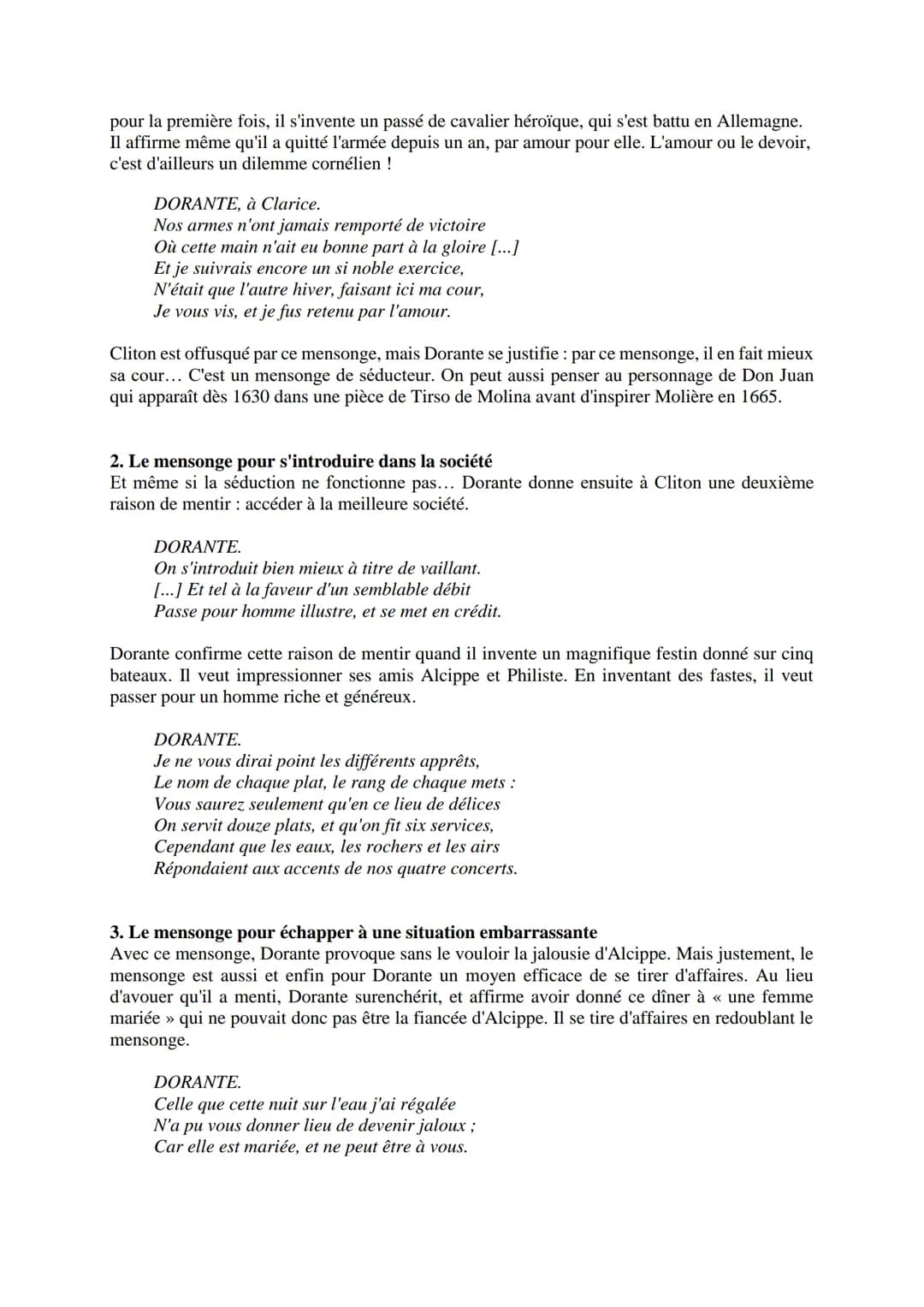 --- OCR Start ---
Corneille, Le Menteur, 1644
Dissertation sur le mensonge
Introduction
Accroche
Corneille s'était d'abord fait connaître po