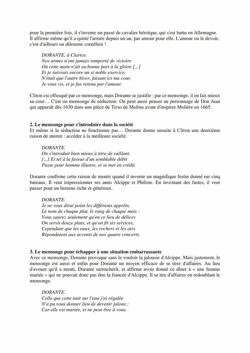 --- OCR Start ---
Corneille, Le Menteur, 1644
Dissertation sur le mensonge
Introduction
Accroche
Corneille s'était d'abord fait connaître po