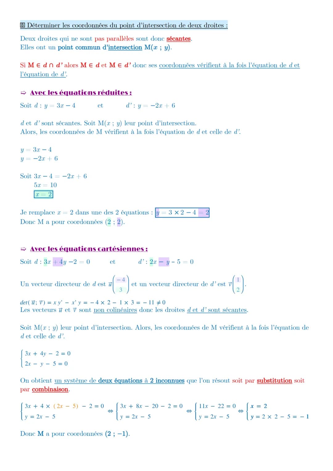 Chapitre 12 Équations de droites
Dans tout ce chapitre, le plan est muni d'un repère orthonormé (0 ; i; }).
I- Vecteur directeur à une droit