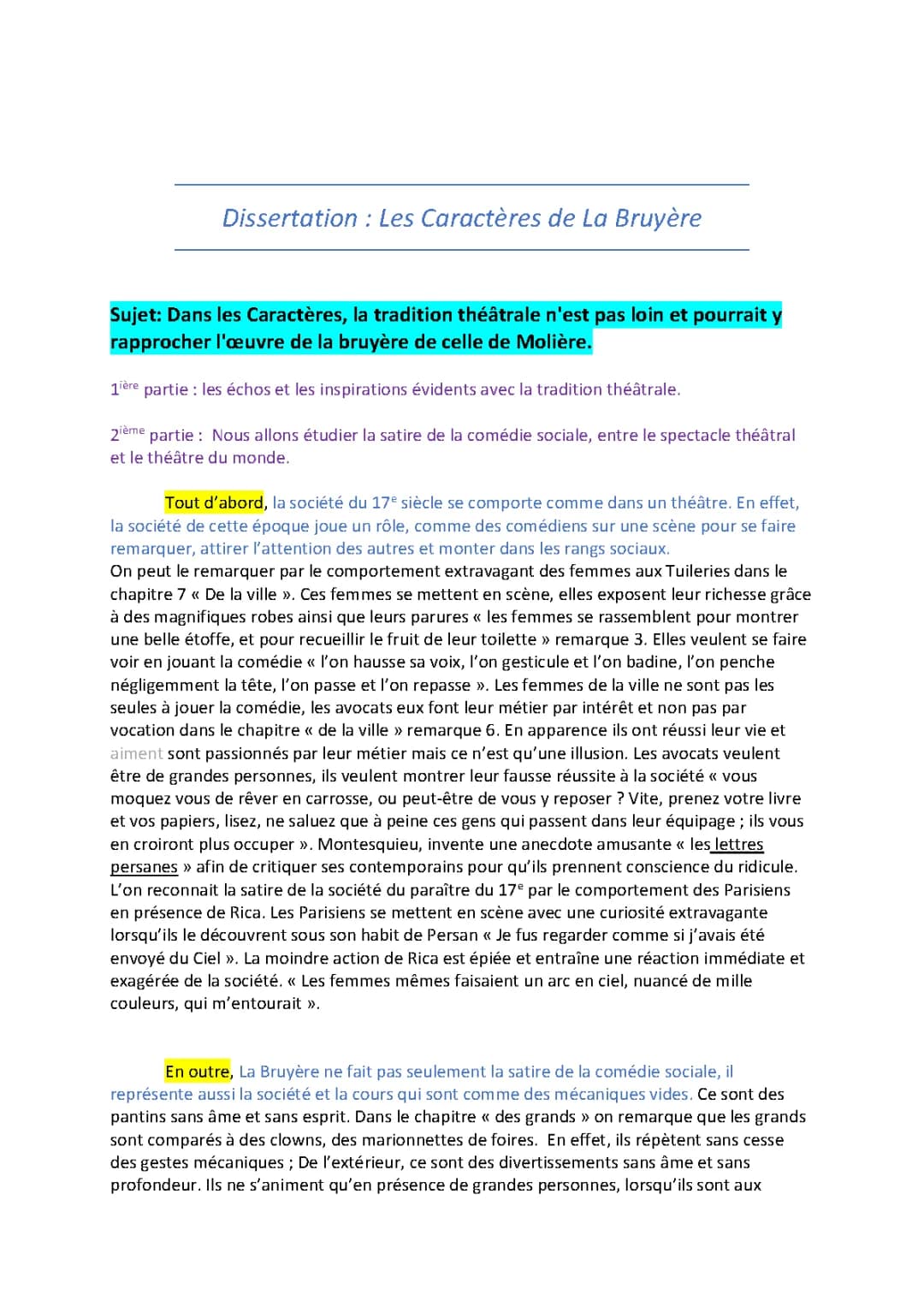 Analyse des Caractères de La Bruyère : Une comédie de mœurs