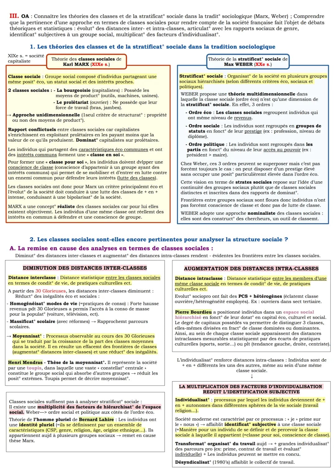Chapitre 2: Comment est structurée la société française actuelle ?
I. Les facteurs de structurat° et de hiérarchisat° de l'espace social
OA:
