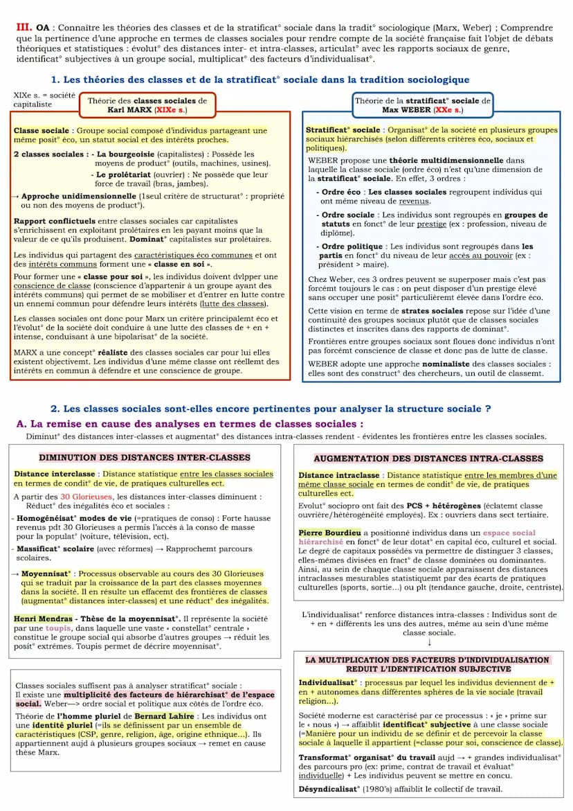 Chapitre 2: Comment est structurée la société française actuelle ?
I. Les facteurs de structurat° et de hiérarchisat° de l'espace social
OA: