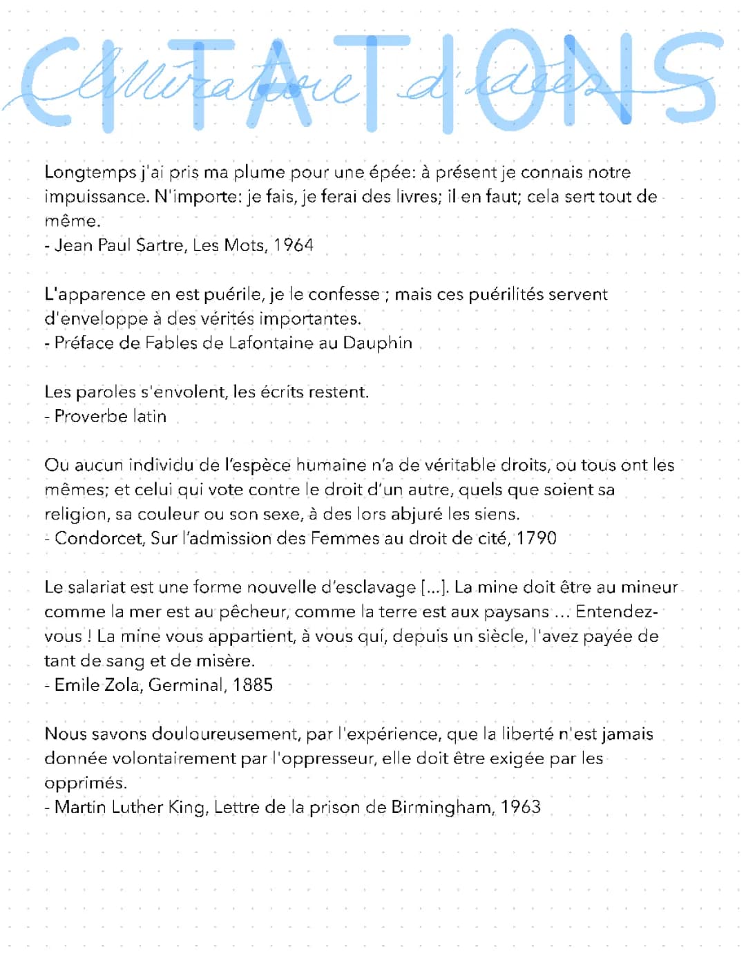 Citations Bac Français 2024 - Littérature d'Idées et Auteurs