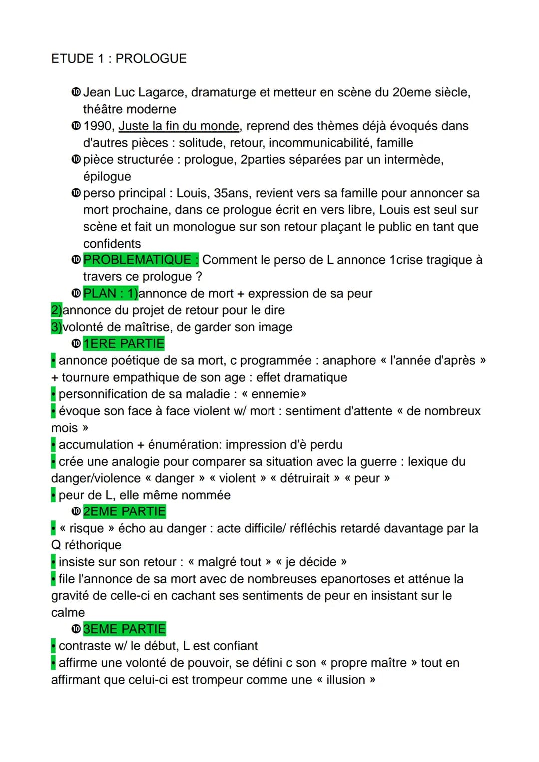 ETUDE 1 PROLOGUE
Jean Luc Lagarce, dramaturge et metteur en scène du 20eme siècle,
théâtre moderne
1990, Juste la fin du monde, reprend des 