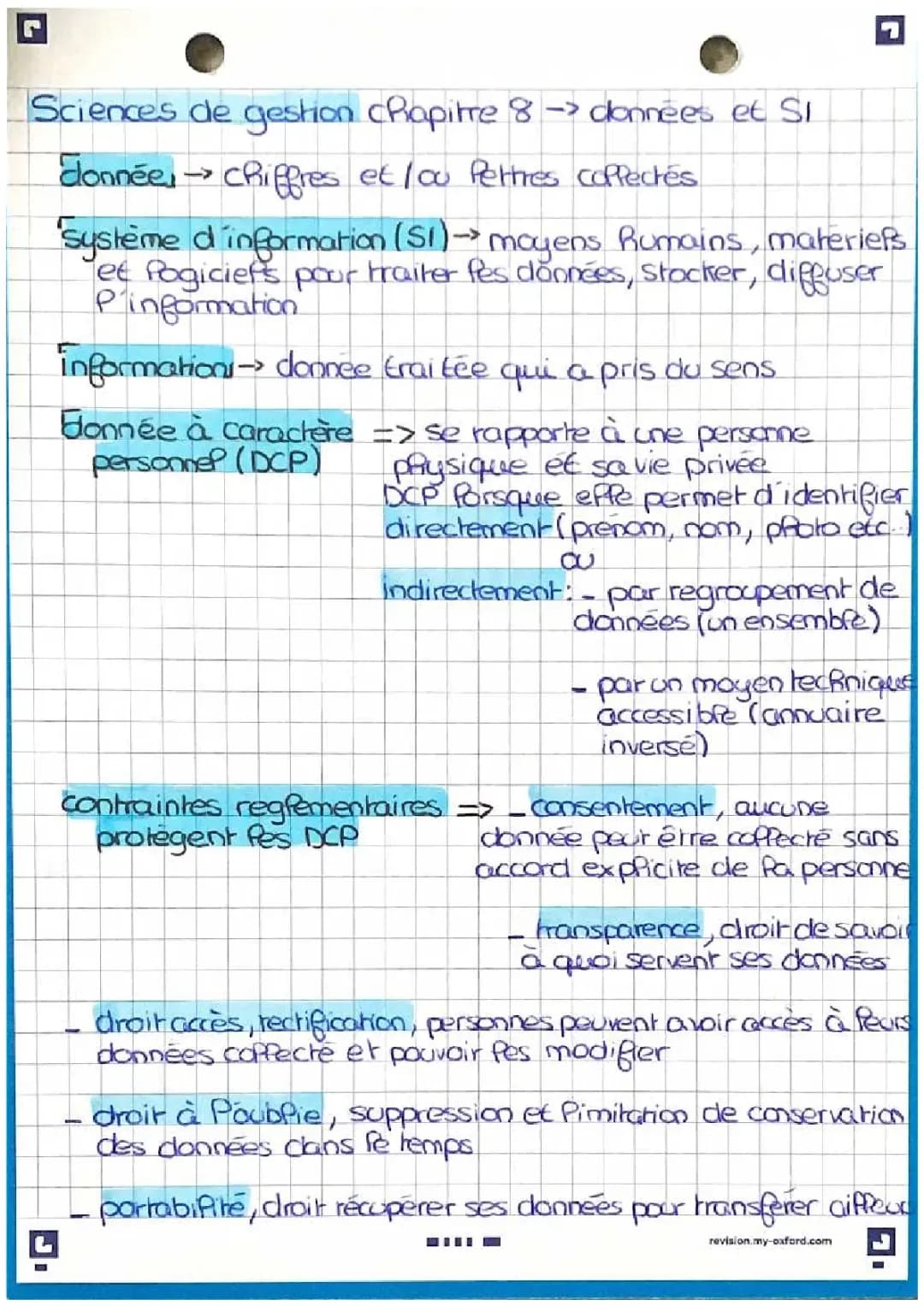 SDGN chapitre 8 données et SI