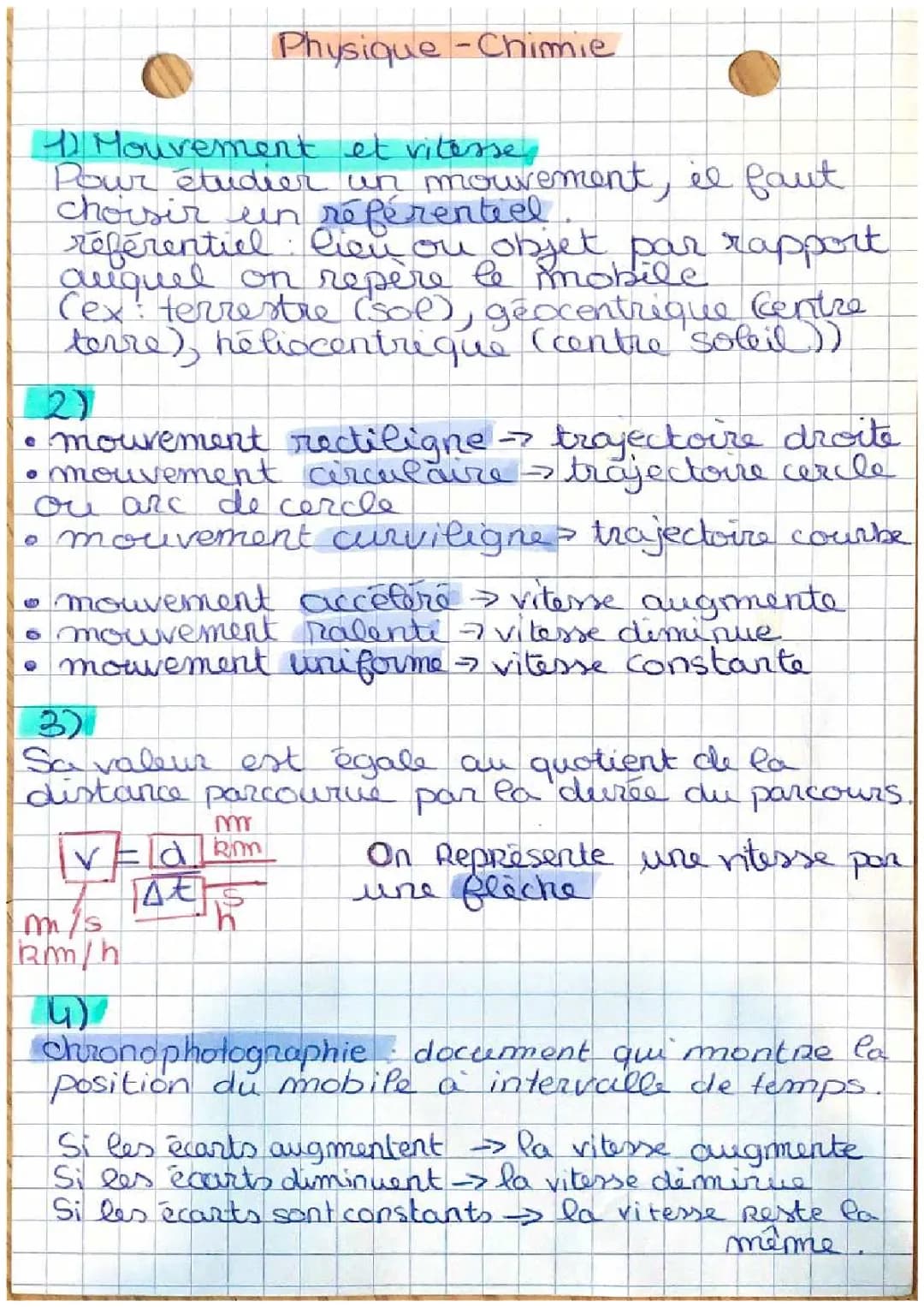 Comprendre l'étude du mouvement et les conversions de vitesse m/s en km/h