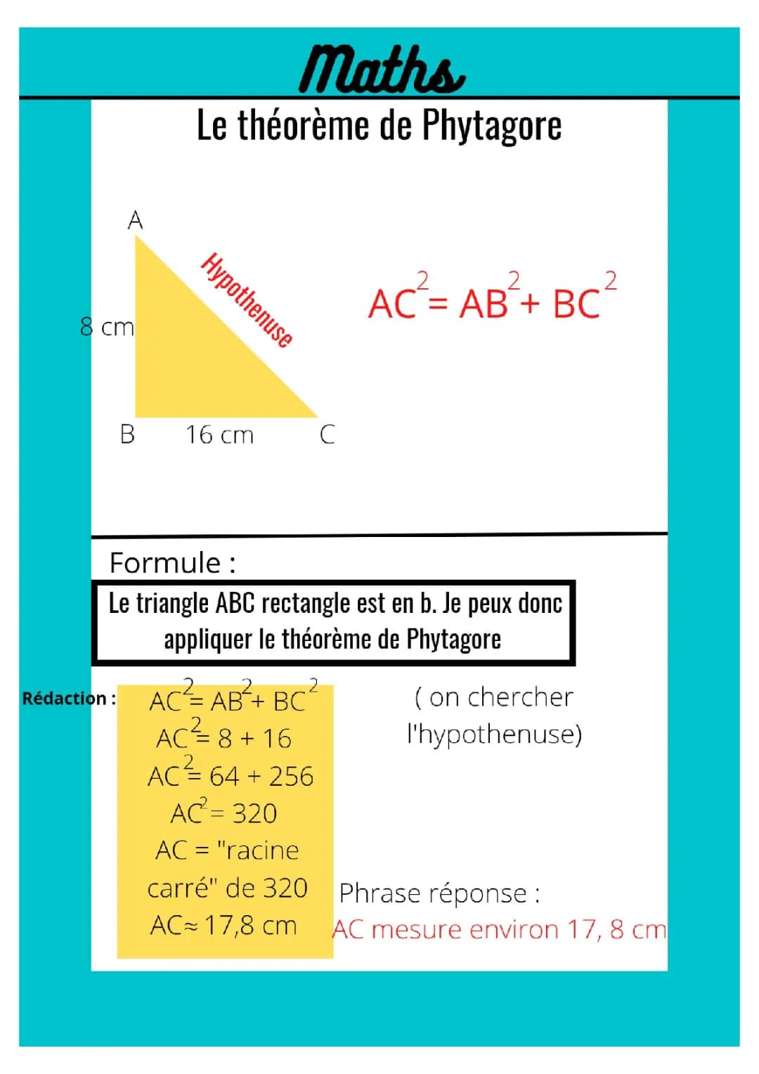 Le théorème de Phytagore 