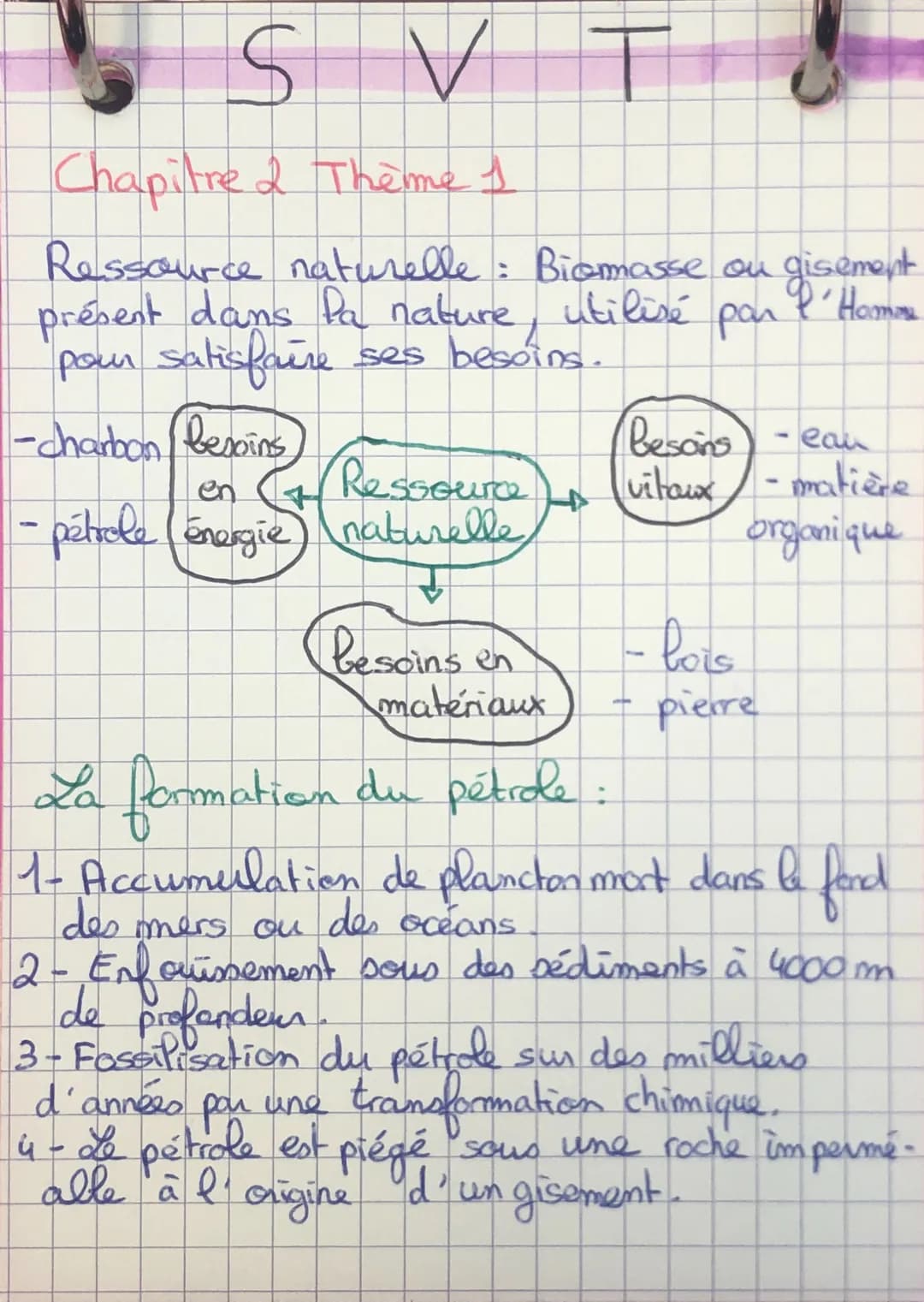 SVT
Chapitre 2 Theme I
Ressource naturelle: Biomasse on gisement.
P'Homme
présent dans la nature, utilisé
pour satisfaire
pan
ses besoins.
-