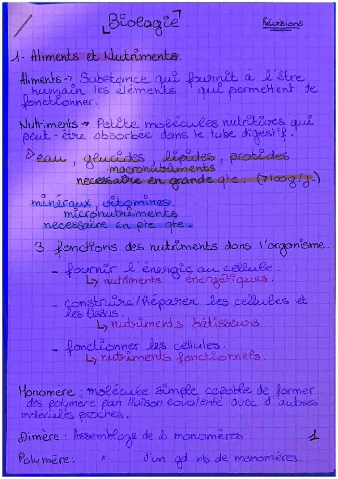 Les Nutriments et Leur Rôle - Tableau et Classification PDF