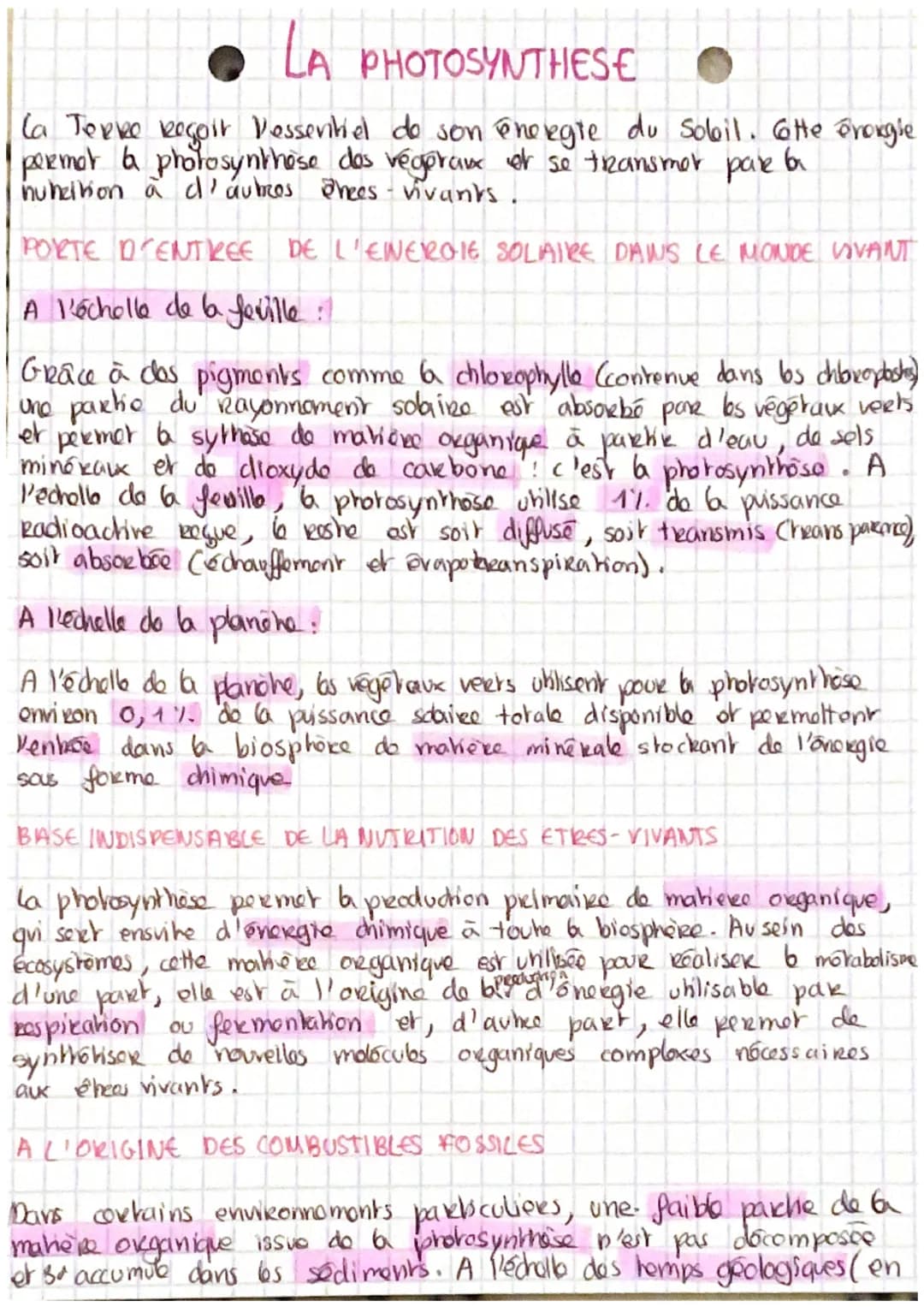 LA PHOTOSYNTHESE
La Tepke Regoir Vessentiel de son énergie du Soboil. Cotte Prougle
permot a photosynthèse des végorake or se transmet pare 